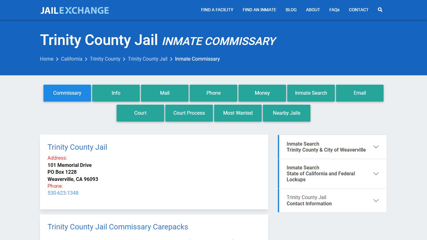 Trinity County Jail Inmate Commissary - Jail Exchange